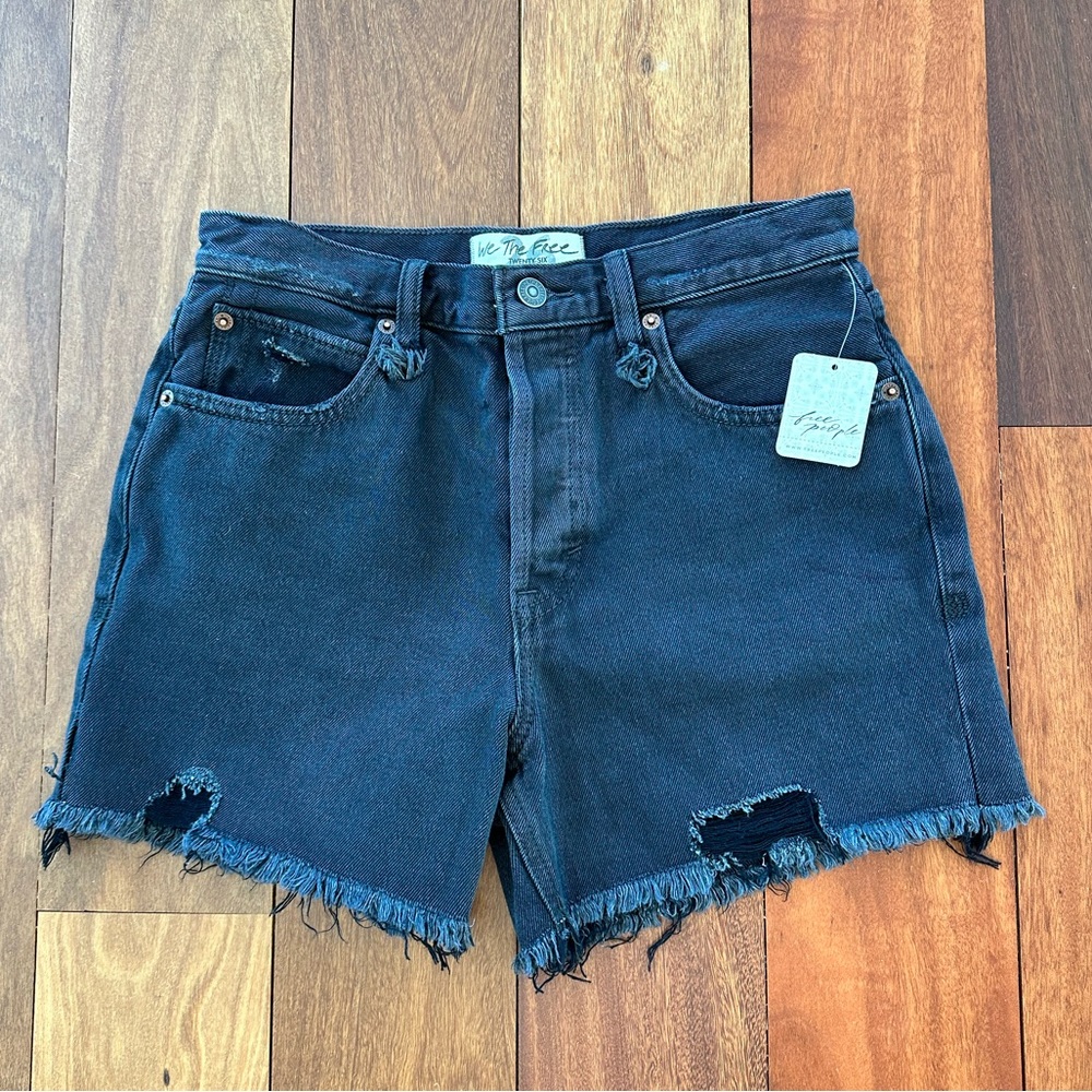 Free People Washed Black Jean Short